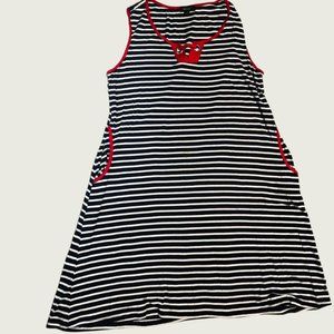 Espresso Women's Stipes Sleeveless Dress Midi Size Large